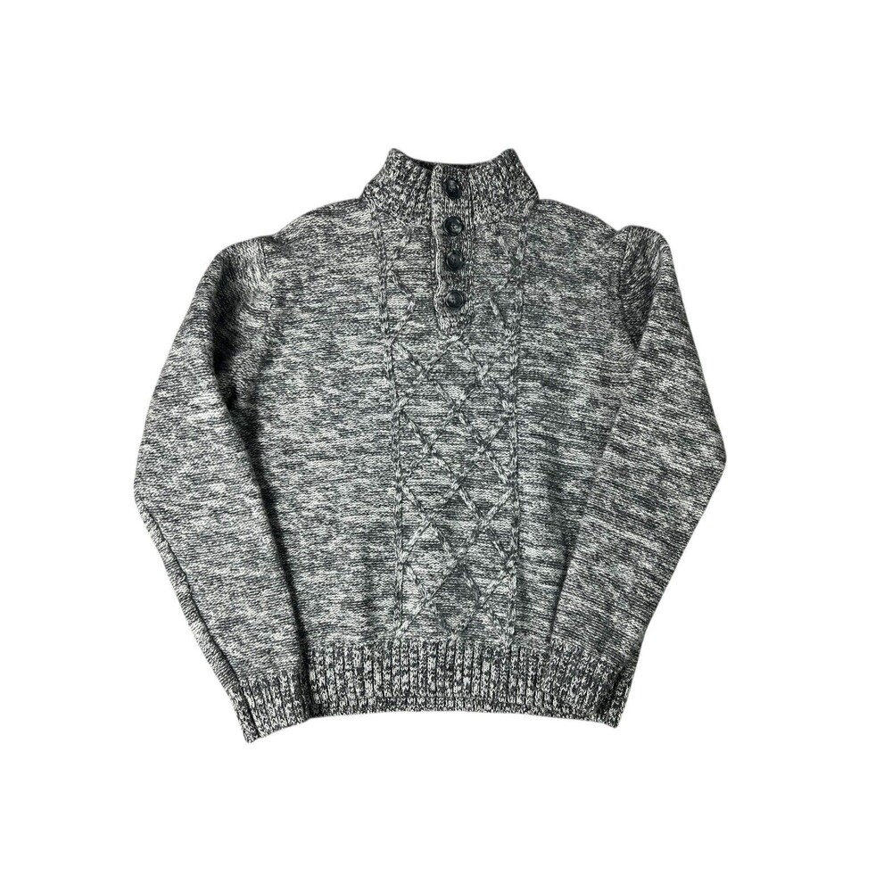 Toscano Patrick Assaraf Men's Gray Wool Blend Mock Neck Cable Knit Sweater  L